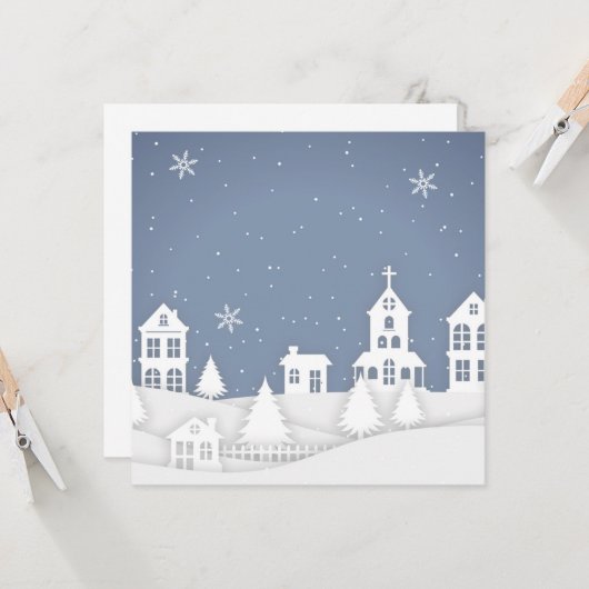 Weihnachtskirchenlandschaft Karte (Vorderseite/Rückseite Beispiel)