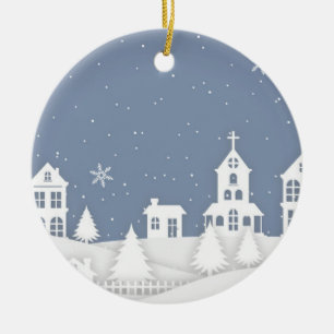 Weihnachtskirchenlandschaft Keramik Ornament