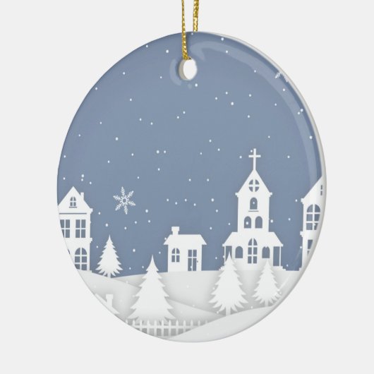 Weihnachtskirchenlandschaft Keramik Ornament (Links)