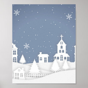 Weihnachtskirchenlandschaft Poster