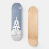 Weihnachtskirchenlandschaft Skateboard (Vorderseite)