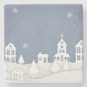 Weihnachtskirchenlandschaft Steinuntersetzer