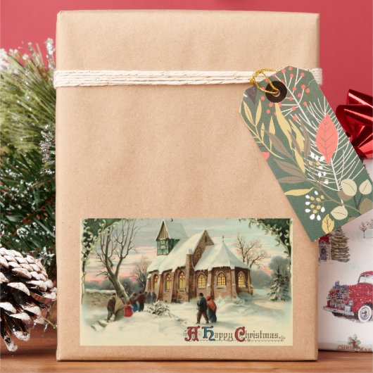 Weihnachtskirchenparissonder in der Morgenmesse Rechteckiger Aufkleber (Feiertag)