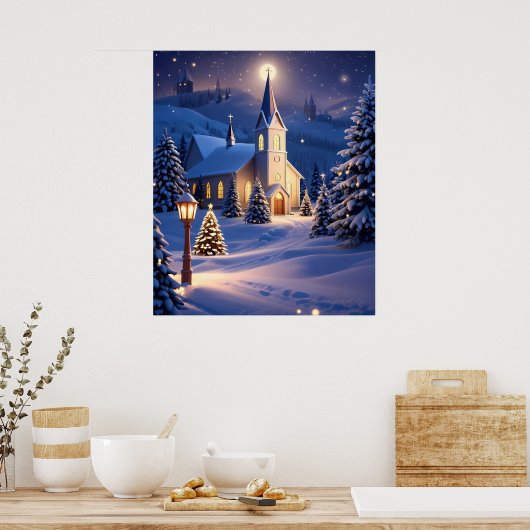 Weihnachtskirchenposter Poster (Küche)