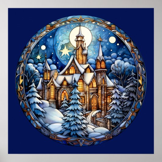 Weihnachtskirchenposter Poster (Vorne)