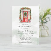 Weihnachtskirchentor Winter Engagement Party Einladung (Stehend Vorderseite)