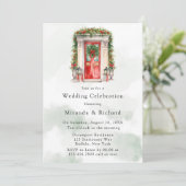 Weihnachtskirchentor Winterhochzeit Einladung (Stehend Vorderseite)