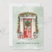 Weihnachtskirchentor Winterhochzeit Einladung (Rückseite)