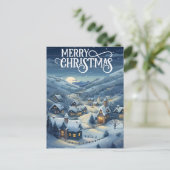 Weihnachtskirchsszene hinzufügen Botschaft Feiertagspostkarte (Stehend Vorderseite)