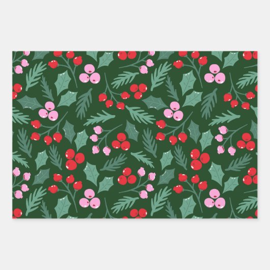 Weihnachtskirsche nahtloses Muster Geschenkpapier Set (Vorderseite 2)