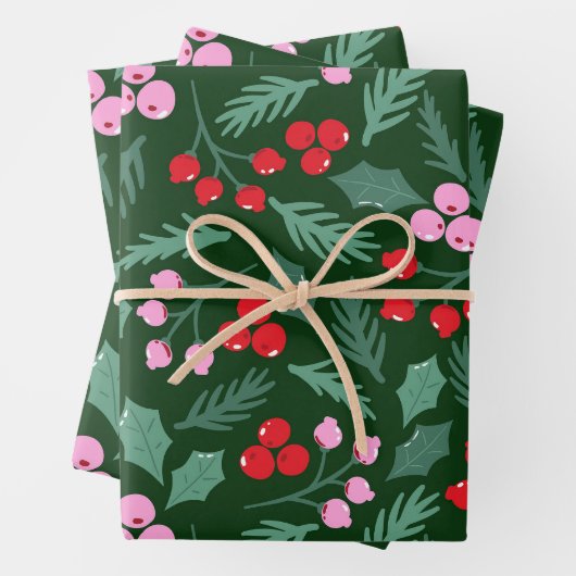 Weihnachtskirsche nahtloses Muster Geschenkpapier Set (Beispiel)