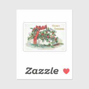 Weihnachtskirsche Vintage Kunst mit Wünschen Aufkleber
