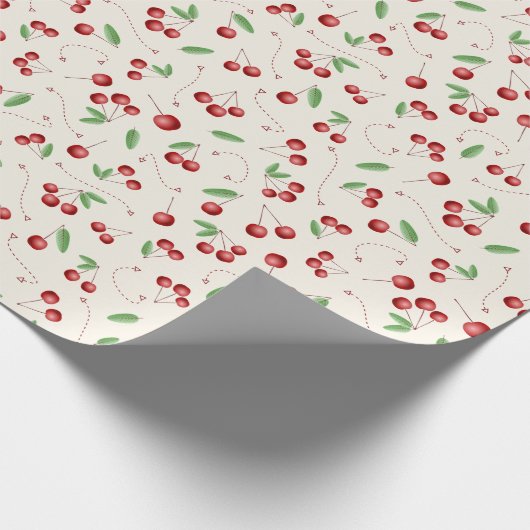 Weihnachtskirschen mit Drehung Geschenkpapier (Ecke)