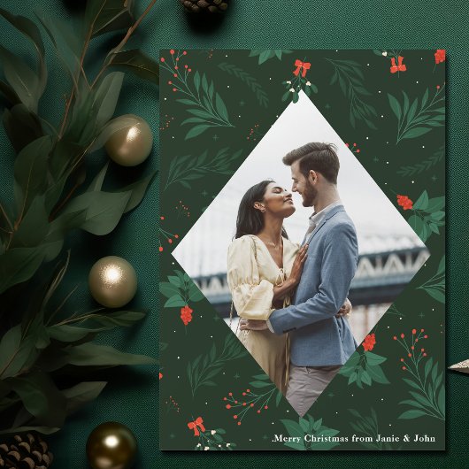 Weihnachtskiss Mistletoe Couple Foto Magnet Card