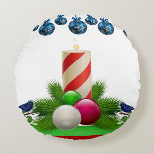 Weihnachtskissen, Weihnachtskerze Rundes Kissen