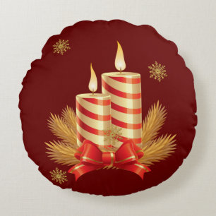 Weihnachtskissen, Weihnachtskerze Rundes Kissen