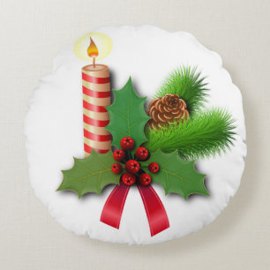 Weihnachtskissen, Weihnachtskerze Rundes Kissen