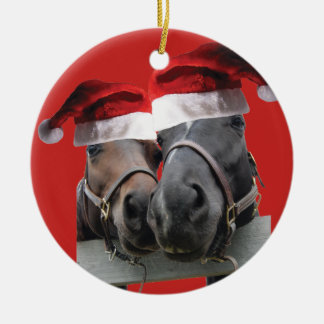 Weihnachtskisspferde Keramik Ornament