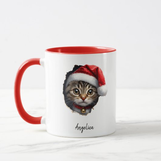 Weihnachtskiste mit Weihnachtsmannmütze nach Maß Tasse (Links)