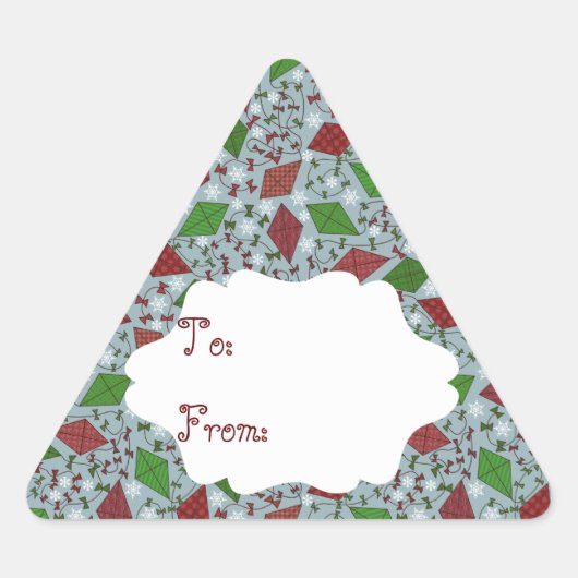 Weihnachtskites, Geschenksticker Dreieckiger Aufkleber (Vorderseite)