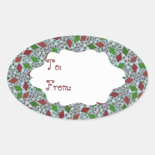 Weihnachtskites, Geschenksticker Ovaler Aufkleber (Vorderseite)