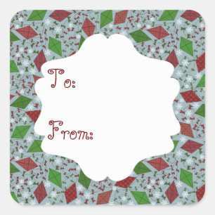 Weihnachtskites, Geschenksticker Quadratischer Aufkleber