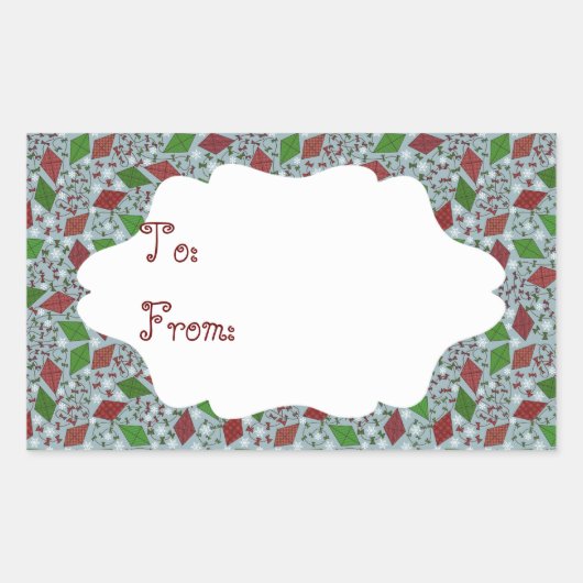 Weihnachtskites, Geschenksticker Rechteckiger Aufkleber (Vorderseite)