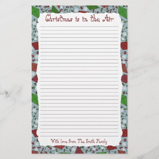 Weihnachtskites, personalisiertes Schreibpapier Briefpapier (Vorderseite)