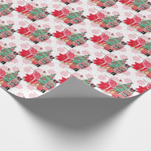 Weihnachtskitschigkeit mit gefliestem Muster Geschenkpapier (Ecke)