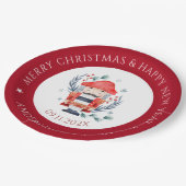 Weihnachtskitschigkeit rotes Grenzpapier Pappteller (Schrägansicht)