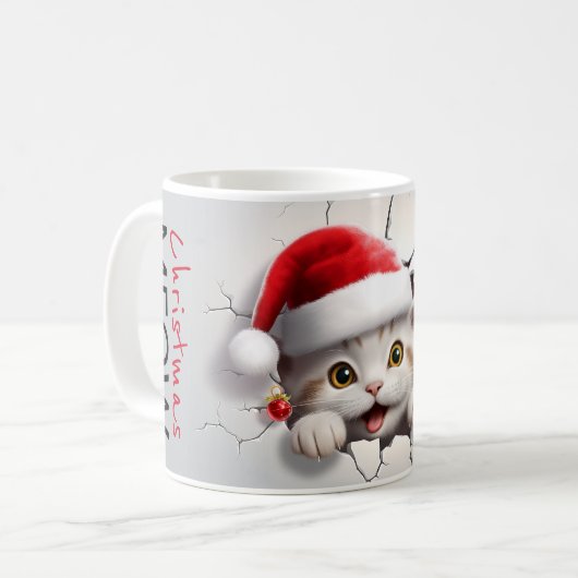 Weihnachtskitt mit Santa-Kappe Kaffeetasse (Vorderseite Links)
