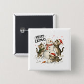 Weihnachtskitten bauen Schneemann Button (Vorne & Hinten)