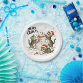 Weihnachtskitten bauen Schneemann Pappteller (Party)