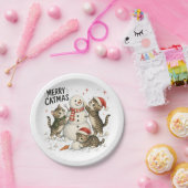 Weihnachtskitten bauen Schneemann Pappteller (Party)