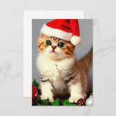 Weihnachtskitten in Weihnachtsmannmütze Begleitkarte (Vorne/Hinten)