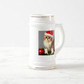 Weihnachtskitten in Weihnachtsmannmütze Bierglas (VorderseiteRechts)