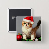 Weihnachtskitten in Weihnachtsmannmütze Button (Vorne & Hinten)