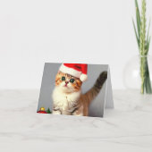 Weihnachtskitten in Weihnachtsmannmütze Dankeskarte (Rückseite)