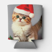 Weihnachtskitten in Weihnachtsmannmütze Dosenkühler (Rückseite)