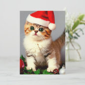 Weihnachtskitten in Weihnachtsmannmütze Feiertagskarte (Stehend Vorderseite)