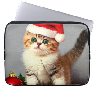 Weihnachtskitten in Weihnachtsmannmütze Laptopschutzhülle