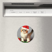 Weihnachtskitten in Weihnachtsmannmütze Magnet (In Situ (Geschirrspüler))
