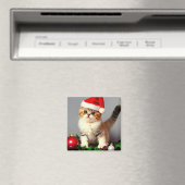 Weihnachtskitten in Weihnachtsmannmütze Magnet (In Situ (Geschirrspüler))