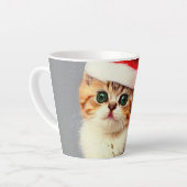 Weihnachtskitten in Weihnachtsmannmütze Milchtasse (Linke Ecke)