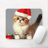 Weihnachtskitten in Weihnachtsmannmütze Mousepad (Mit Mouse)