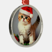Weihnachtskitten in Weihnachtsmannmütze Ornament Aus Metall (Rechts)