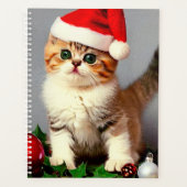 Weihnachtskitten in Weihnachtsmannmütze Planer (Vorderseite)