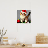 Weihnachtskitten in Weihnachtsmannmütze Poster (Küche)