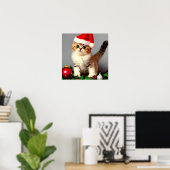 Weihnachtskitten in Weihnachtsmannmütze Poster (Heimbüro)