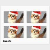 Weihnachtskitten in Weihnachtsmannmütze Rechteckiger Aufkleber (Blatt)